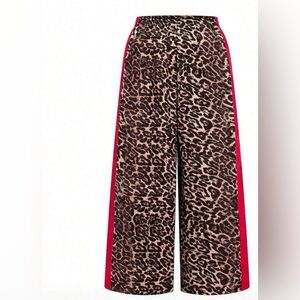 Leopard Print Maxi Skirt with Red Trim